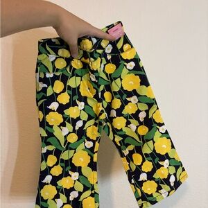 Gymboree Black Floral Wide-Leg Kids Bottoms with Yellow & Green Print